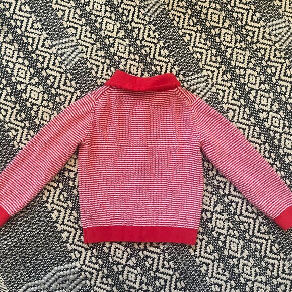 Janie and Jack Girls Striped Collared Cardigan – Moto Red Stripe – Size 3 - Picture 5 of 5